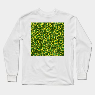 Green on Yellow Shamrock Shaped Leopard Print for Saint Patrick's Day Long Sleeve T-Shirt